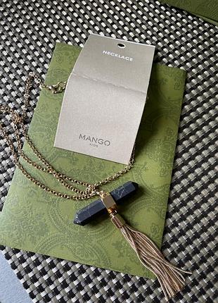 Колье золотое с камнем  mango