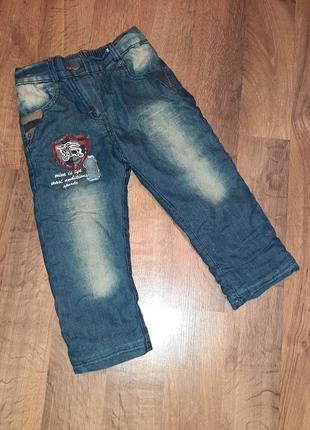 Теплые мягкие джинсы "на меху" начес махра "травка"для мальчика5 фото