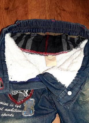Теплые мягкие джинсы "на меху" начес махра "травка"для мальчика9 фото