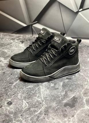 Теплые ботинки спортивные,кроссовки кожаные черные мужские зимние (зима 2022-2023) для мужчин,удобные,комфортные,стильные5 фото