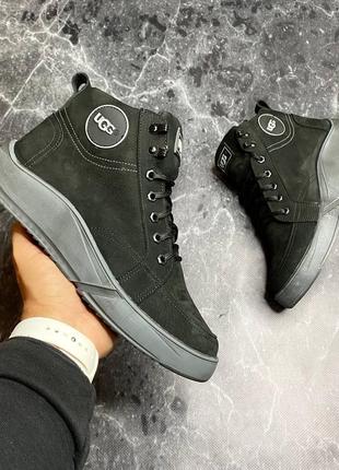 Теплые ботинки спортивные,кроссовки кожаные черные мужские зимние (зима 2022-2023) для мужчин,удобные,комфортные,стильные2 фото