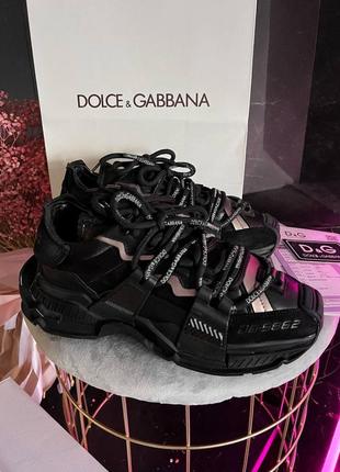 D&g space black бомбезні жіночі масивні чорні кросівки бренд черные массивные топовые кроссовки демисезон