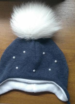 Шапка на завязках деми для девочки