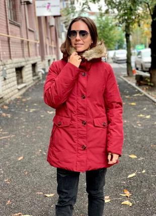 Ультратеплая парка uniqlo красная hybrid ultra warm down