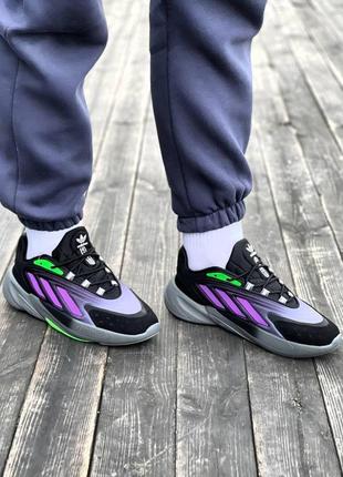 Чоловічі кросівки adidas ozelia black violet green / smb