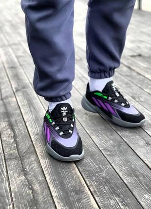 Чоловічі кросівки adidas ozelia black violet green / smb2 фото