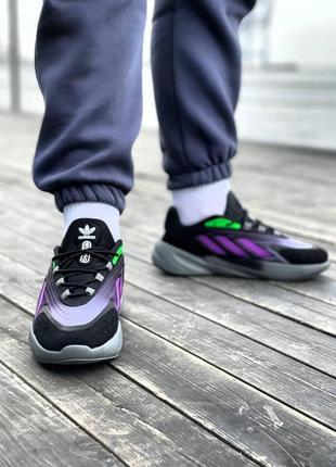 Чоловічі кросівки adidas ozelia black violet green / smb6 фото
