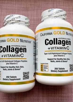 Гідролізований колаген із вітаміном c, тип 1 і 3, сша, 250 таблеток3 фото