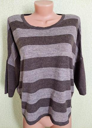 Светер вільного крою в смужку щ вовною