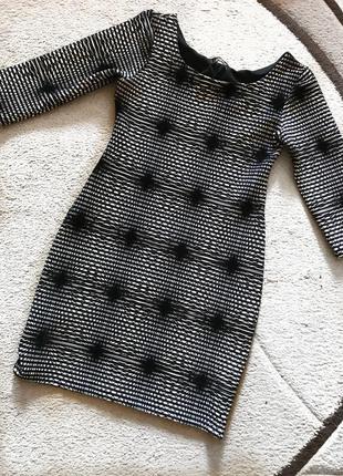 Теплое платье мили в полоску