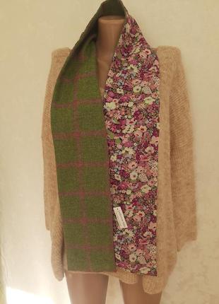 Новий полвійний шарф шерсть бавовна квітковий принт клітка шотландия