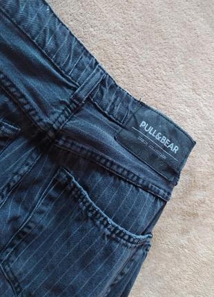 Стильные укороченные качественные джинсы mom в мелкую полоску на пуговицах6 фото