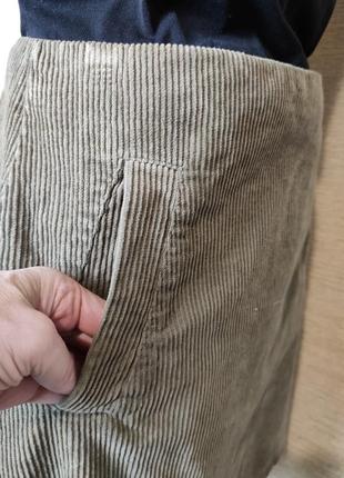 Вельветова міні юбка спідниця хакі4 фото