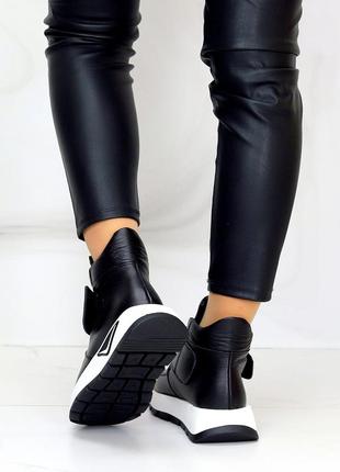 Спортивні черевики на липучці "goru", чорний, натуральна шкіра, зима2 фото
