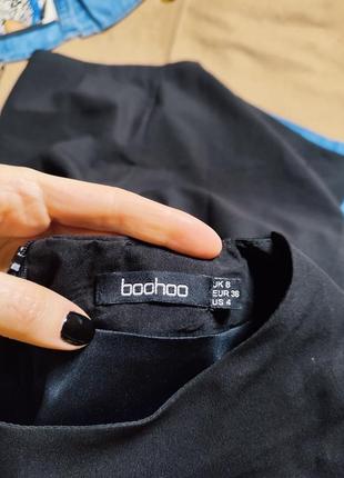 Boohoo платье с длинным рукавом прямое трапеция с вставками сеточка черное5 фото