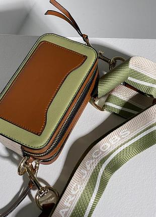 Сумка marc jacobs small camera bag green/brown💚🤎 5