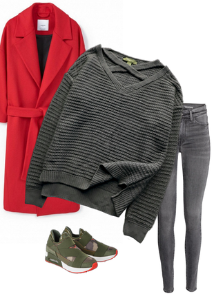 Супермодный свитер хаки с переплетением