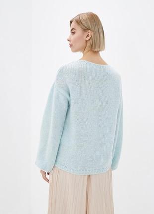 Шерстяной свитер оверсайз джемпер вязаный теплый нежно голубой3 фото