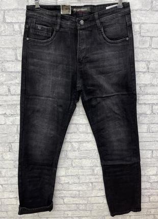Чоловічі утеплені зимові прямі джинси на байці великого розміру1 фото