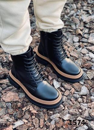 Черевики зимові жіночі шкіряні чорні,розпродаж останніх розмірів