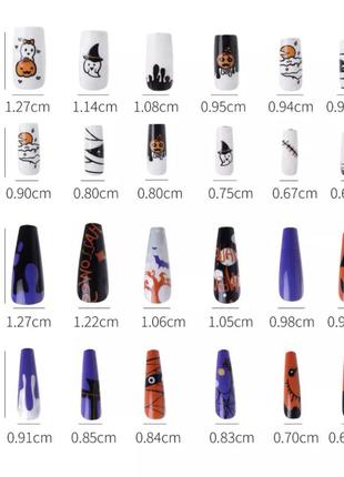 Набор накладных ногтей для хэллоуина 240шт. балерина, стилет, квадрат, миндаль - накладні типси4 фото