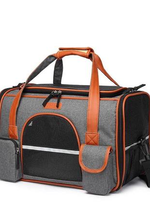 Сумка переноска для кота складана сумка для домашніх животних з прозорими стінками та кріпленнями до чемодана