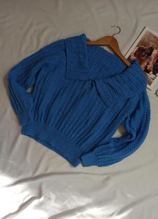 Объемный свитер крупной вязки с большим воротником/с объемным воротником1 фото