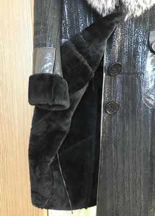 За ціною коміра ! натуральне пальто дублянка зима з шикарним коміром чорнобурка3 фото