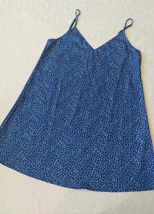 Нічна сорочка ночнушка синя на бретельках shein