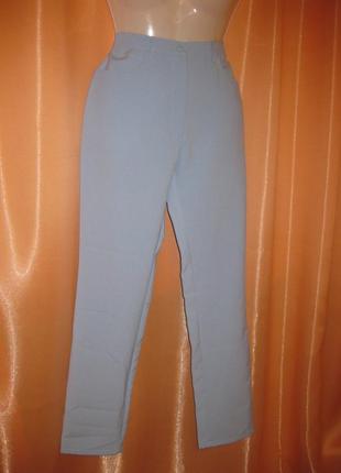 Классические строгие деловые голубые брюки штани 36eu/42i/38fr высокая посадка км12277 фото