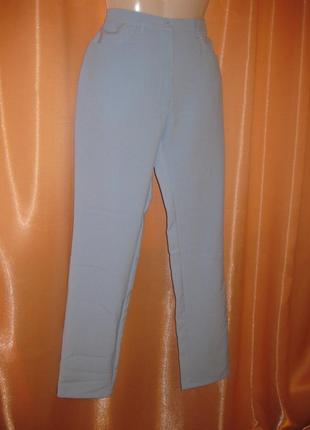 Классические строгие деловые голубые брюки штани 36eu/42i/38fr высокая посадка км12278 фото