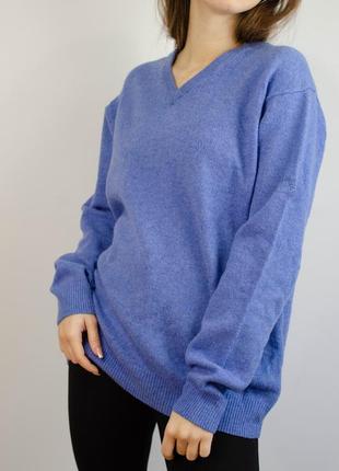 James pringle синий меланжевый шерстной свитер с v вырезом, кофта из шерсти wollmark с вышивкой2 фото