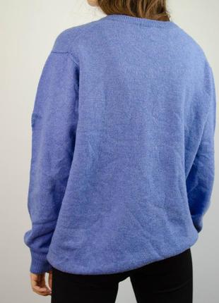 James pringle синий меланжевый шерстной свитер с v вырезом, кофта из шерсти wollmark с вышивкой3 фото