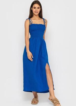 Довга сукня-резинка на бретелях morandi синій колір розмір one size