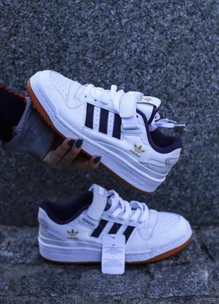 Крутые унисекс кроссовки adidas forum white/blue белые с синим