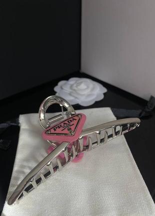 Зручний краб-зажим бренд логотип, рожевий та сріблястий, люкс якість!2 фото