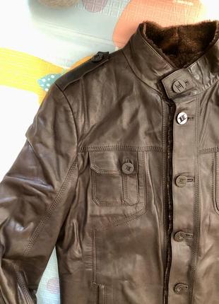 Дубленка, шкіряна курточка, утеплена, l, 50 розмір