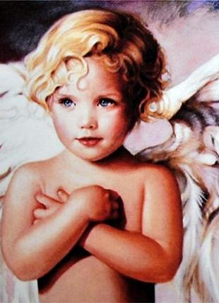 Алмазна вишивка. картина на підрамнику "янголятко", розмір 20х30 см