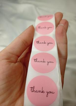 Наклейки водонепроникні рожеві аксесуари з надписом дякую thank you для декору для подарунку як прикраса стікери принт шрифт3 фото