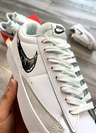 Чоловічі шкіряні чорно-білі кеди nike blazer low🆕кеди найк блейзер3 фото