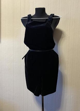 Чёрный комбинезон велюровый бархатный