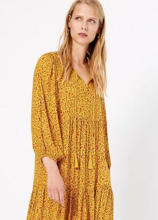Розкішна ярусна сукня міді вільного крою в етнічному стилі від  m&s collection