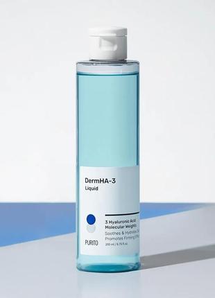 Зволожуючий тонер з гіалуроновою кислотою purito dermha-3 liquid - 200ml