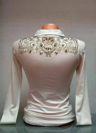 Кофточка рубашка женская row couture молочная2 фото