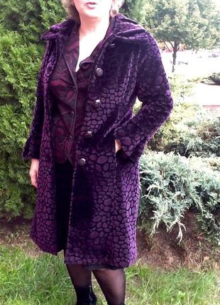 Пальто жіноче довге демісезонне приталеного кольору марсала тканина під поні2 фото