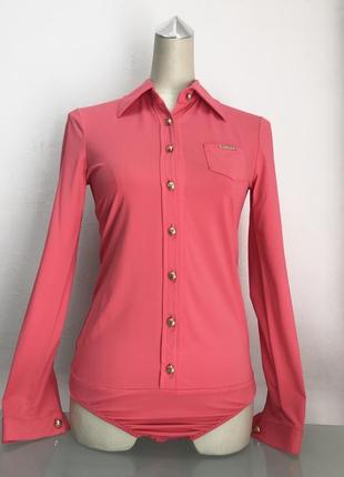 Рубашка блуза комбидресс женская коралловая3 фото