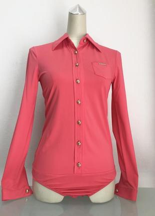 Рубашка блуза комбидресс женская коралловая2 фото