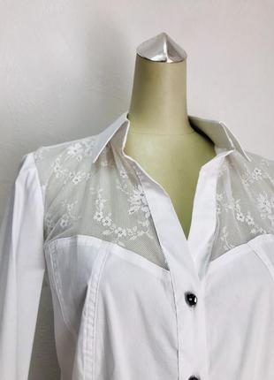 Рубашка женская белая деловая с кружевом soсieta4 фото