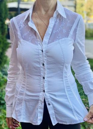 Рубашка женская белая деловая с кружевом soсieta6 фото
