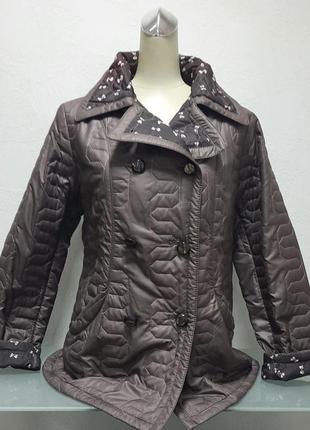 Женская куртка пиджак коричневая демисезонная на пуговицах приталенная батал plist2 фото